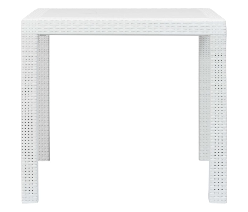 Mesa de jardín de plástico aspecto ratán blanco 79x79x72 cm