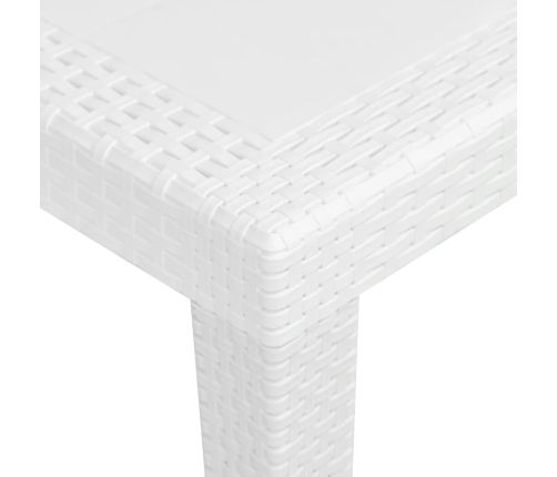 Mesa de jardín de plástico aspecto ratán blanco 79x79x72 cm