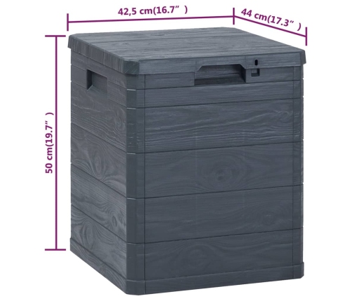 Caja de almacenamiento de jardín 90 L gris antracita