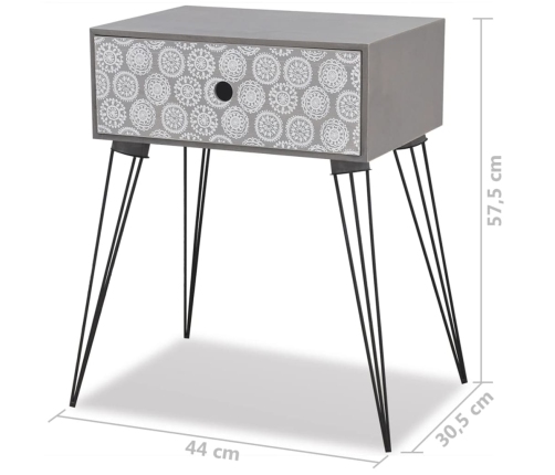 Mesitas de noche con cajón 2 unidades gris