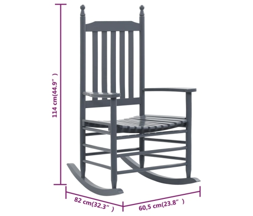 vidaXL Mecedora con asiento curvo madera de álamo gris