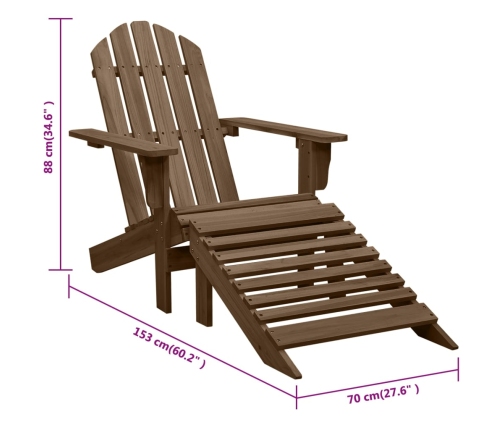 vidaXL Silla de jardín con otomana de madera marrón