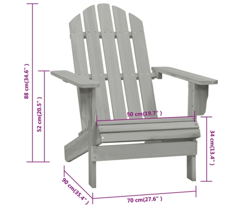 vidaXL Silla de jardín de madera gris