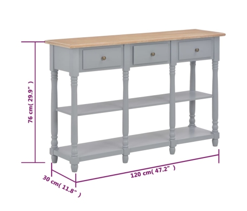 Mesa consola de MDF gris 120x30x76 cm