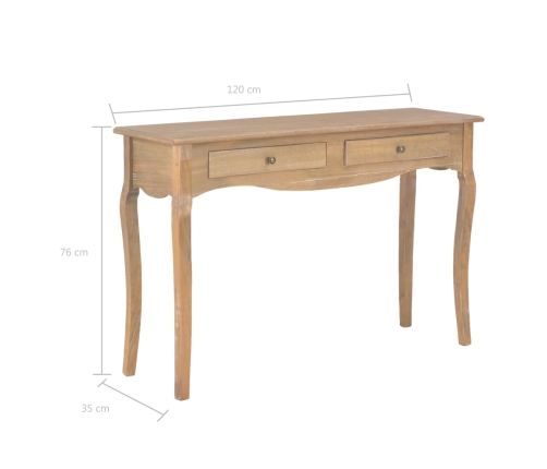 vidaXL Mesa consola con 2 cajones de madera maciza de pino 120x35x76cm