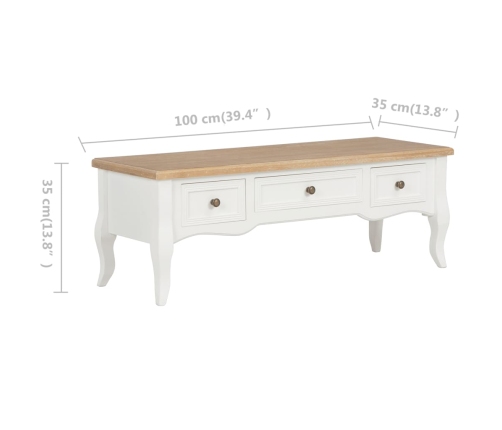 Mueble para TV de madera blanco 100x35x35 cm