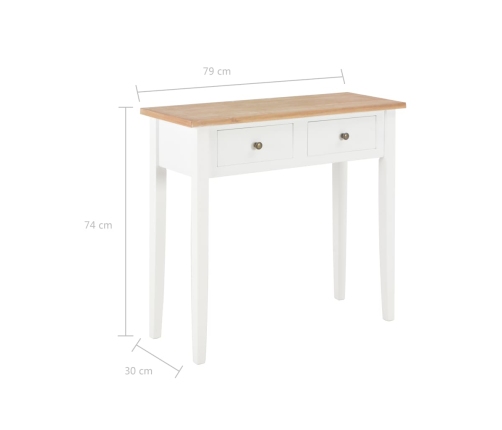 Mesa consola tocador de madera blanca 79x30x74 cm