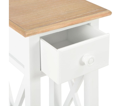 vidaXL Mesa auxiliar de madera blanca 27x27x65,5 cm