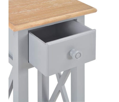 Mesa auxiliar de madera gris 27x27x65,5 cm