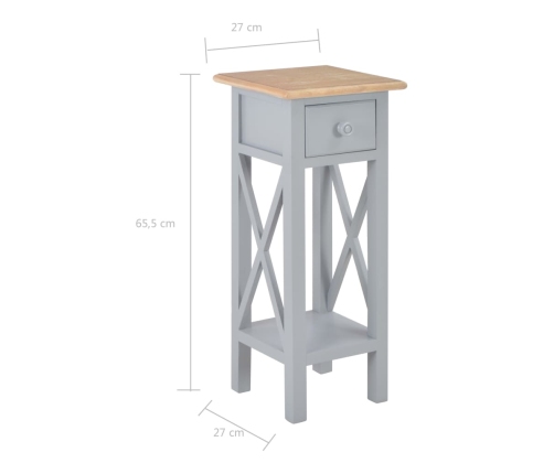 Mesa auxiliar de madera gris 27x27x65,5 cm