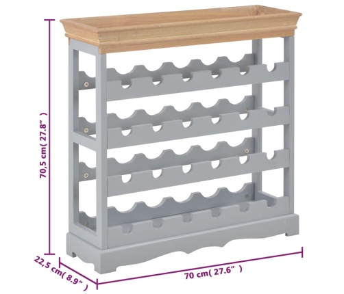 Armario botellero MDF gris 70x22,5x70,5 cm