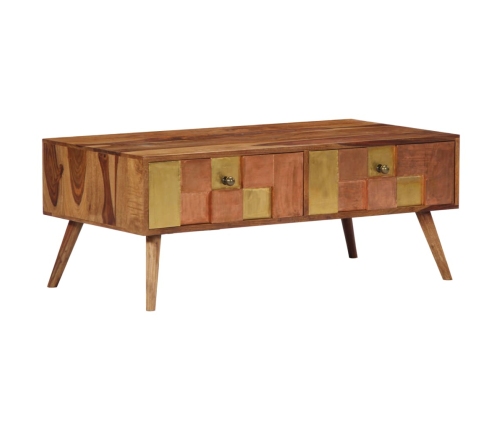 Mesa de centro de madera maciza de sheesham 100x50x39 cm