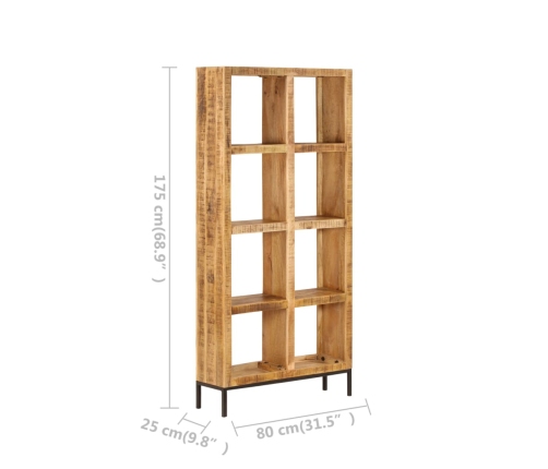 Estantería madera maciza de mango 80x25x175 cm