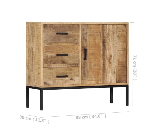 Aparador de madera de mango maciza 88x30x71 cm