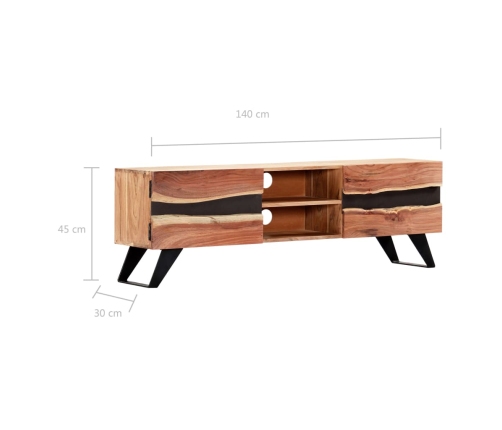 Mueble de TV madera maciza de acacia 140x30x45 cm