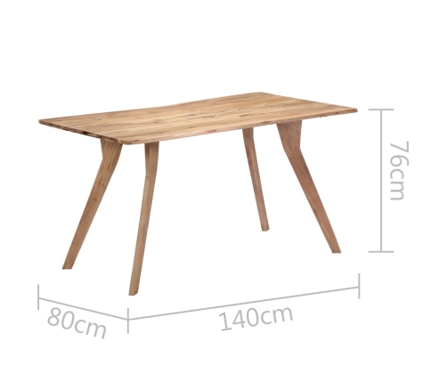 Mesa de comedor de madera maciza de acacia 140x80x76 cm