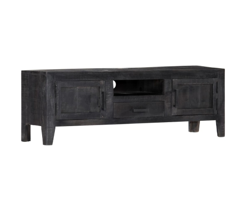 vidaXL Mueble para TV de madera maciza de mango negro 118x30x40 cm