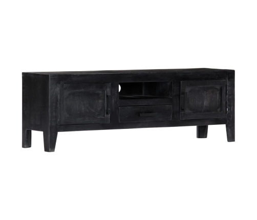 Mueble para TV de madera maciza de mango negro 118x30x40 cm