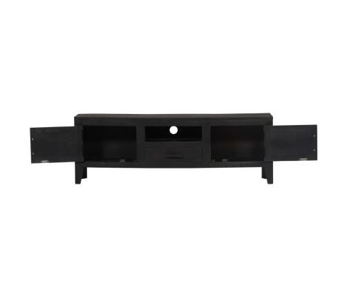 Mueble para TV de madera maciza de mango negro 118x30x40 cm