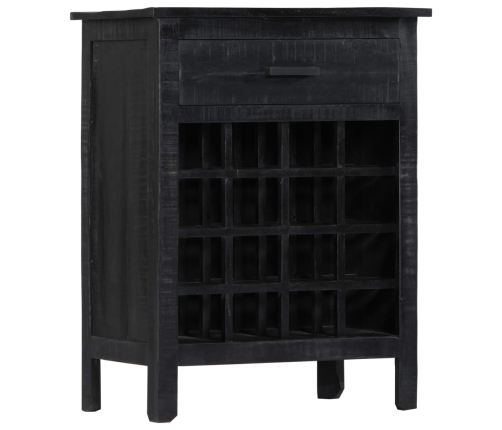 Botellero de madera de mango maciza negro 56x35x75 cm