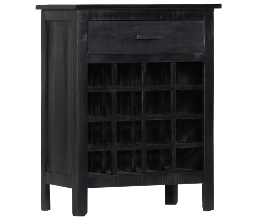 Botellero de madera de mango maciza negro 56x35x75 cm