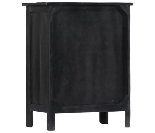 Botellero de madera de mango maciza negro 56x35x75 cm