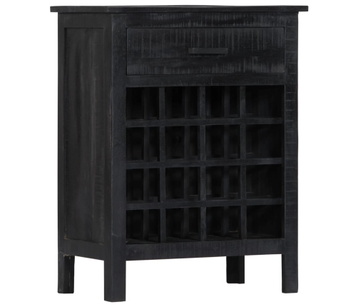 Botellero de madera de mango maciza negro 56x35x75 cm