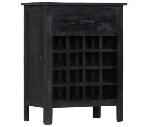 Botellero de madera de mango maciza negro 56x35x75 cm