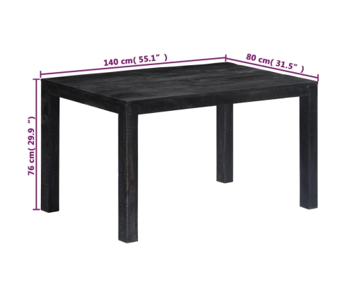 Mesa de comedor de madera maciza de mango negra 140x80x76 cm