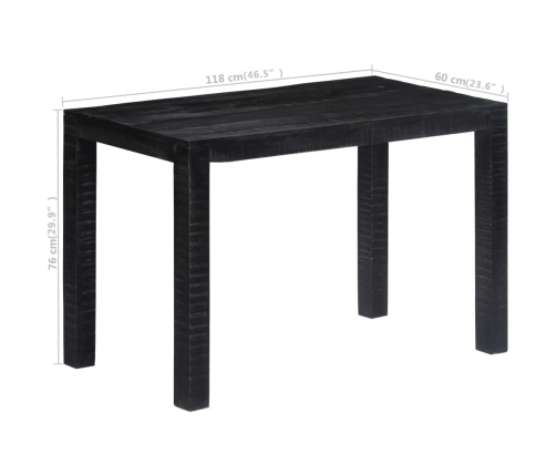 Mesa de comedor de madera maciza de mango negra 118x60x76 cm