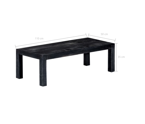 Mesa de centro de madera maciza de mango negro 110x50x35 cm