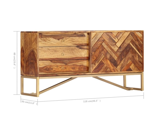 Aparador de madera maciza de sheesham 118x30x60 cm