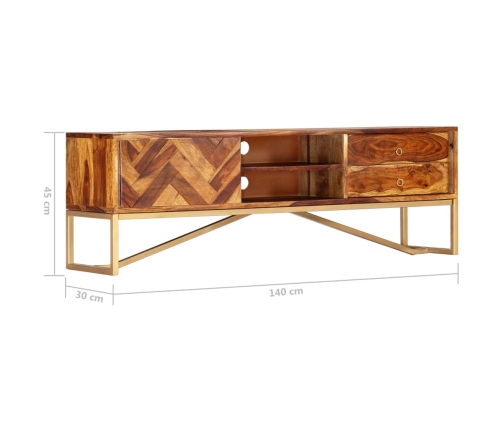 vidaXL Mueble para TV madera maciza de sheesham 140x30x45 cm