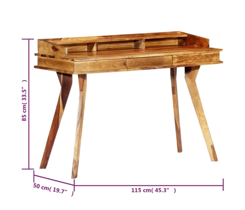 Escritorio de madera maciza de sheesham 115x50x85 cm