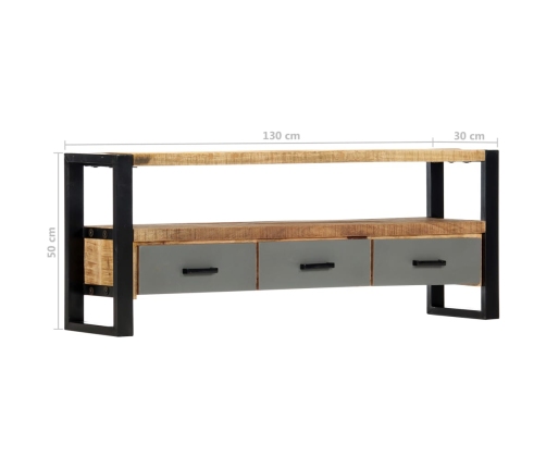 Mueble para TV de madera maciza de mango 130x30x50 cm