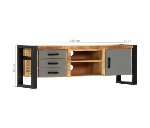 Mueble de TV de madera maciza de mango 120x30x40 cm