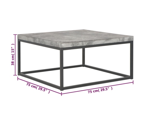 vidaXL Mesa de centro con aspecto de hormigón 75x75x38 cm