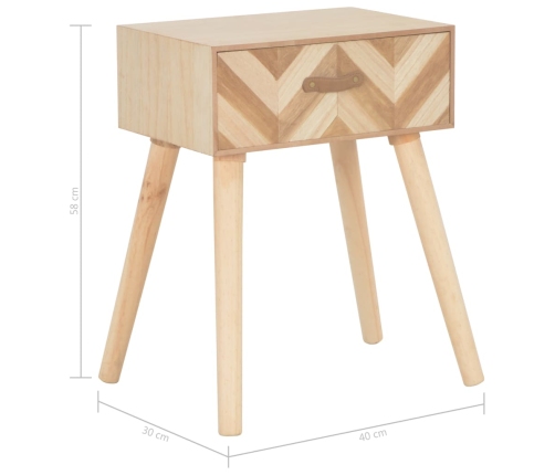 Mesita de noche con cajón de madera maciza 44x30x58 cm