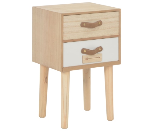 Mesita de noche con 2 cajones madera maciza pino 30x25x49,5 cm