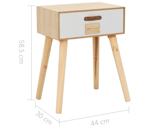 Mesita de noche con cajón madera pino maciza 44x30x58,5 cm