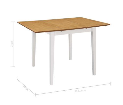 Mesa de comedor extensible MDF blanca (80-120)x80x74 cm