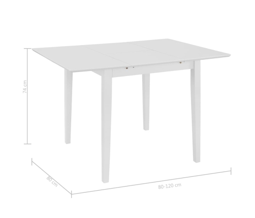 Mesa de comedor extensible MDF blanca (80-120)x80x74 cm