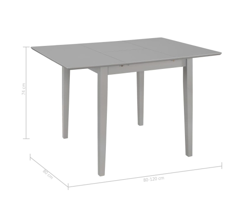 Mesa de comedor extensible gris (80-120)x80x74 cm MDF