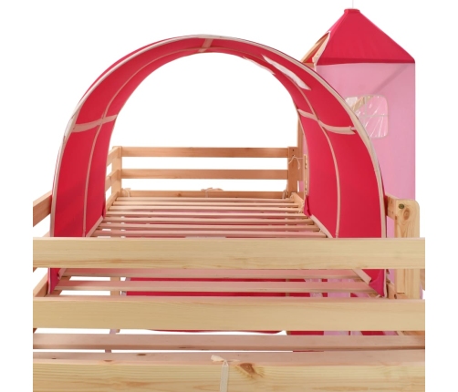 Cama alta para niños tobogán y escalera madera pino 208x230 cm