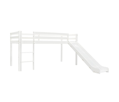 Cama alta para niños tobogán y escalera madera pino 97x208 cm