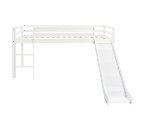 Cama alta para niños tobogán y escalera madera pino 97x208 cm