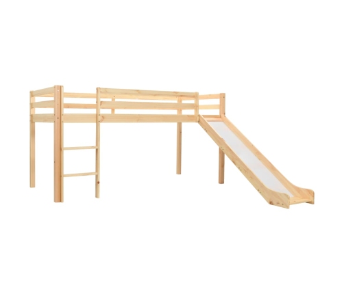 Cama alta para niños tobogán y escalera madera pino 97x208 cm