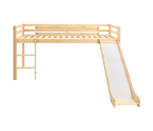 Cama alta para niños tobogán y escalera madera pino 97x208 cm