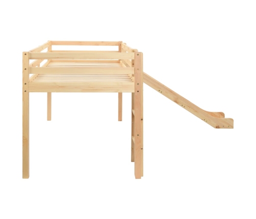 Cama alta para niños tobogán y escalera madera pino 97x208 cm