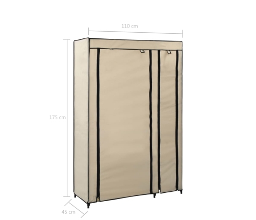 Armario plegable de tela color crema 110x45x175 cm